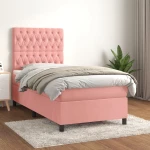 Κρεβάτι Boxspring με Στρώμα Ροζ 80 x 200 εκ. Βελούδινο Ροζ 3143174