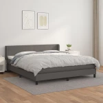 Κρεβάτι Boxspring με Στρώμα Γκρι 160x200εκ. από Συνθετικό Δέρμα Γκρι 3130671