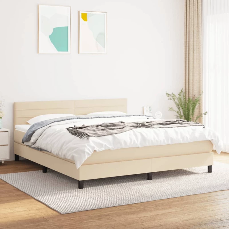 Κρεβάτι Boxspring με Στρώμα Κρεμ 160x200 εκ. Υφασμάτινο Κρεμ 3140150