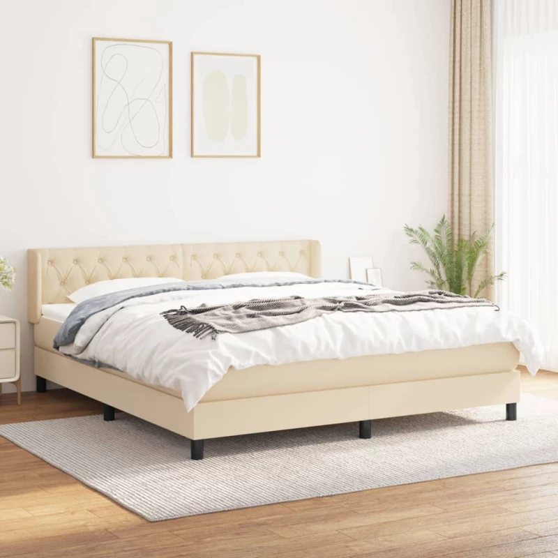 Κρεβάτι Boxspring με Στρώμα Κρεμ 160x200 εκ. Υφασμάτινο Κρεμ 3129966