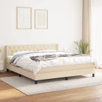 Κρεβάτι Boxspring με Στρώμα Κρεμ 160x200 εκ. Υφασμάτινο Κρεμ 3129966