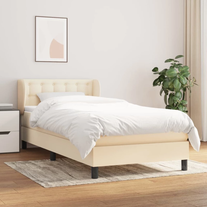 Κρεβάτι Boxspring με Στρώμα Κρεμ 80 x 200 εκ. Υφασμάτινο Κρεμ 3126522