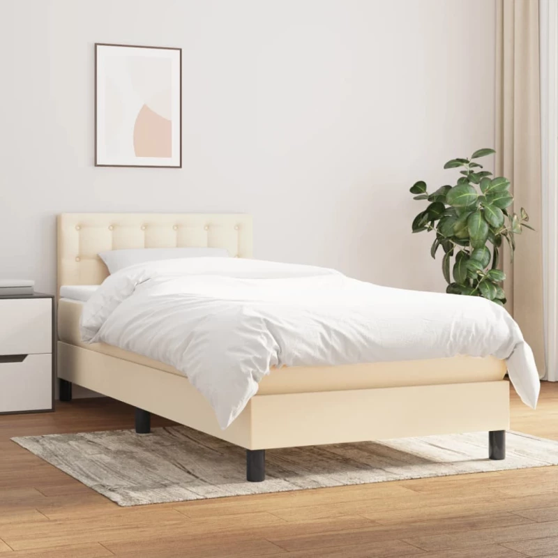 Κρεβάτι Boxspring με Στρώμα Κρεμ 80 x 200 εκ. Υφασμάτινο Κρεμ 3140334