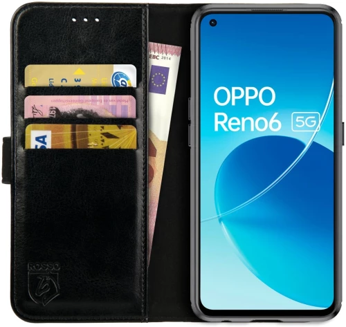 Rosso Element PU Θήκη Πορτοφόλι Oppo Reno6 5G - Black (8719246365959)