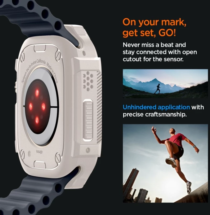Spigen Rugged Armor - Θήκη Σιλικόνης Apple Watch Ultra 2 / Ultra 1 49mm - Dune Beige (ACS07381)