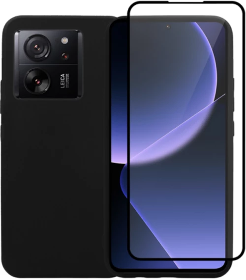Vivid Σετ Θήκη Σιλικόνης & Full Face Tempered Glass - Xiaomi 13T / 13T Pro - Black (VIMAT324GLASSBK)