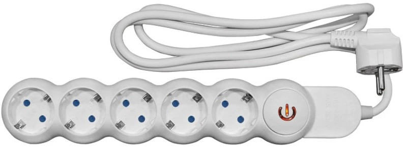 Adeleq Πολύπριζο Bubble 5 Θέσεων Σούκο 16A Max 3680w 3x1.5mm 1.4m Καλώδιο Λευκό 15-31150