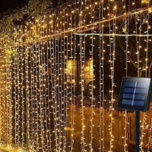 Fos Me Κουρτίνα 192 LED Θερμό Λευκό Ηλιακού Συλλέκτη Με 8 Προγράμματα 150x200cm IP44 Διαφανές Καλώδιο 47-00002