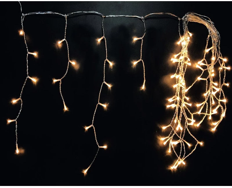 Adeleq Βροχή Με 200 Θερμά LED 600x60cm Με Πρόγραμμα Και Σταθερό Ip44 Διαφανές Καλώδιο 30-0012009