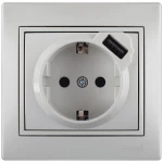 Lezard Πρίζα Σούκο + USB (σε αναμονή) Ασημί Mira (Πλήρης) 701.1010181B