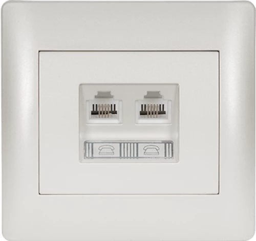 RHYME PHONE SOCKET (DOUBLE) WHITE METALLIC
