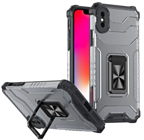 Ημιδιάφανη θήκη Hurtel Crystal Ring Armor iPhone XS Max Μαύρο