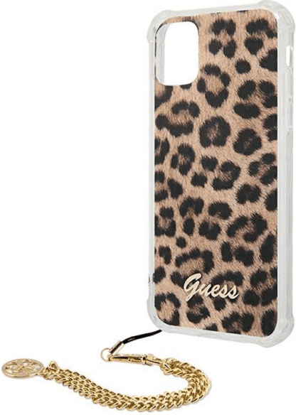 Guess® Θήκη Leopard for iPhone 12/12 Pro (GUHCP12MKSLEO) Hard Case Gold Chain