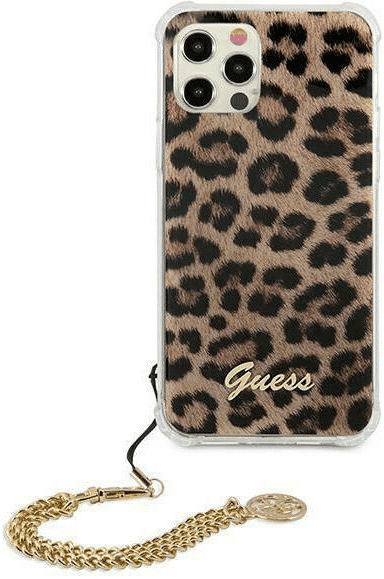 Guess® Θήκη Leopard for iPhone 12/12 Pro (GUHCP12MKSLEO) Hard Case Gold Chain