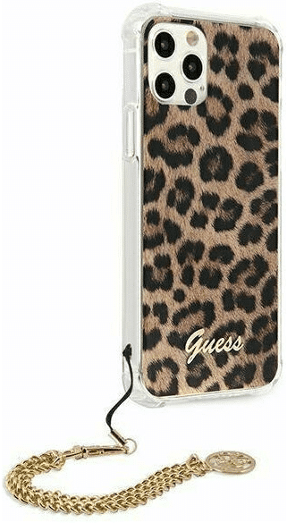 Guess® Θήκη Leopard for iPhone 12/12 Pro (GUHCP12MKSLEO) Hard Case Gold Chain