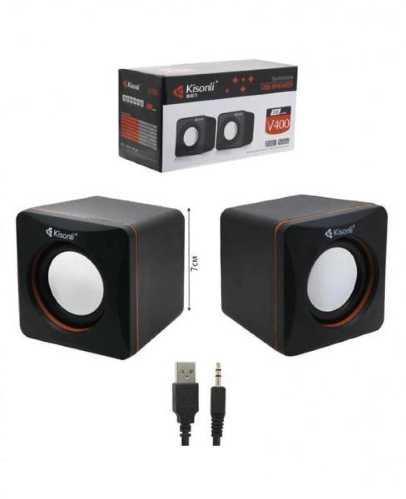 Kisonli V410 Ηχεία Υπολογιστή 2.0 με Ισχύ 6W σε Μαύρο Χρώμα