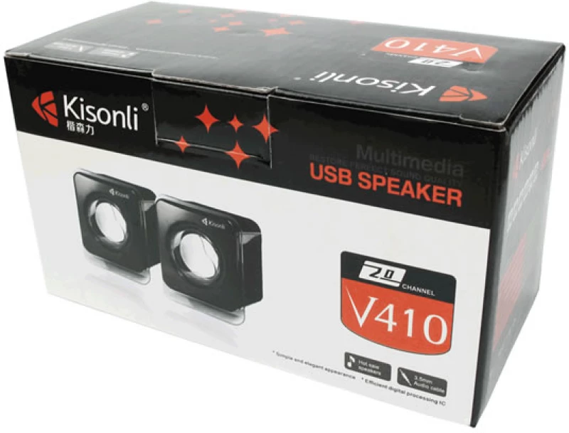 Kisonli V410 Ηχεία Υπολογιστή 2.0 με Ισχύ 6W σε Μαύρο Χρώμα