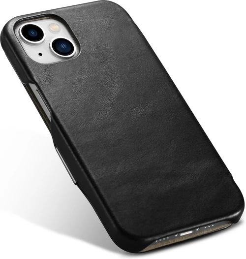 iCarer® Vintage θήκη Book Curved Edge Metal Clip iPhone 13 Mαύρο (RIX1306-BK)