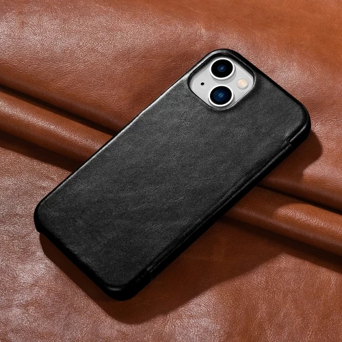 iCarer® Vintage θήκη Book Curved Edge Metal Clip iPhone 13 Mαύρο (RIX1306-BK)