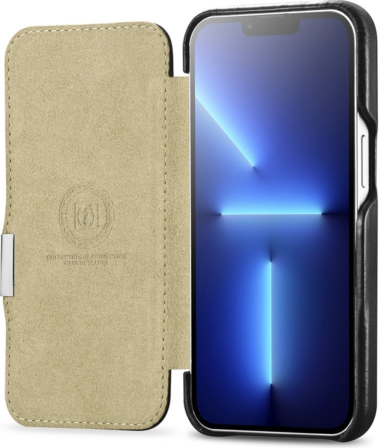 iCarer® Vintage θήκη Book Curved Edge Metal Clip iPhone 13 Mαύρο (RIX1306-BK)