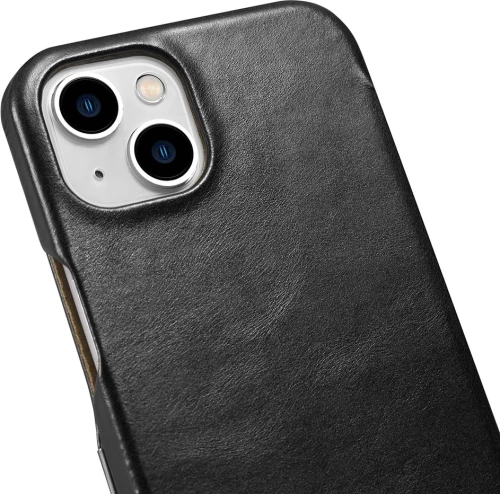 iCarer® Vintage θήκη Book Curved Edge Metal Clip iPhone 13 Mαύρο (RIX1306-BK)