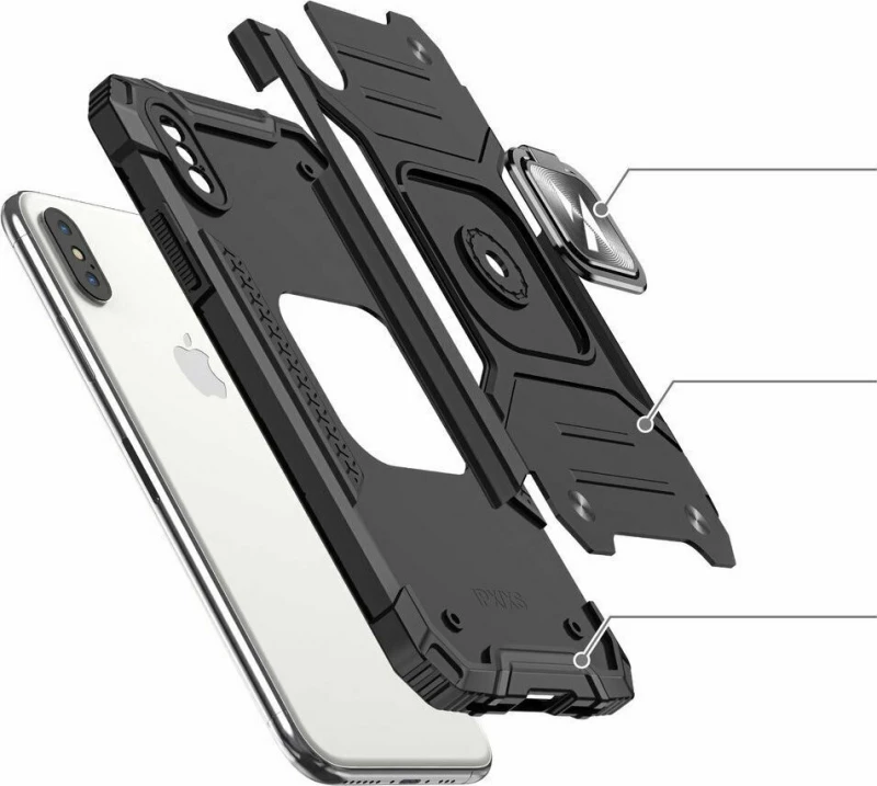 Wozinsky Θήκη Ring Armor Kickstand Apple iPhone XS Max Χρώματος Μαύρο