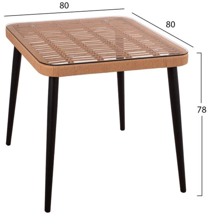 ΣΕΤ 3ΤΜΧ WICKER ΜΕ ΤΡΑΠΕΖΙ 80X80Χ78Υ ΜΠΕΖ & ΜΑΥΡΟ ΧΡΩΜΑ FB910483