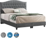 ΚΡΕΒΑΤΙ ΑΠΟ ΓΚΡΙ ΒΕΛΟΥΔΟ FB9638.10 ΓΙΑ ΣΤΡΩΜΑ 150x200 εκ.