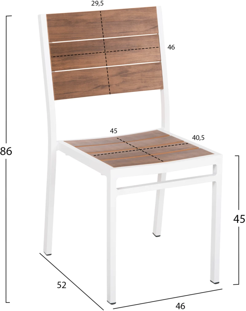 ΚΑΡΕΚΛΑ ΑΛΟΥΜΙΝΙΟΥ FB96063.01 ΛΕΥΚΗ ΜΕ POLYWOOD 46x52x86Υεκ.