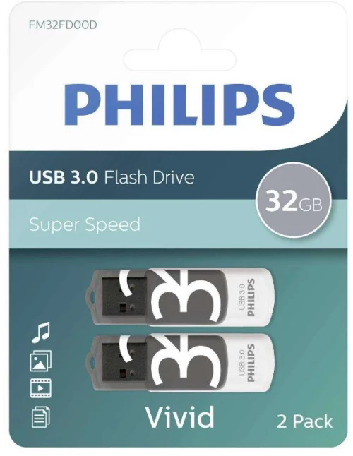 Philips Vivid Pack 32gb usb 3.0 Stick Γκρι (Phusb32gvividu3p2) (Phiphusb32gvividu3p2)