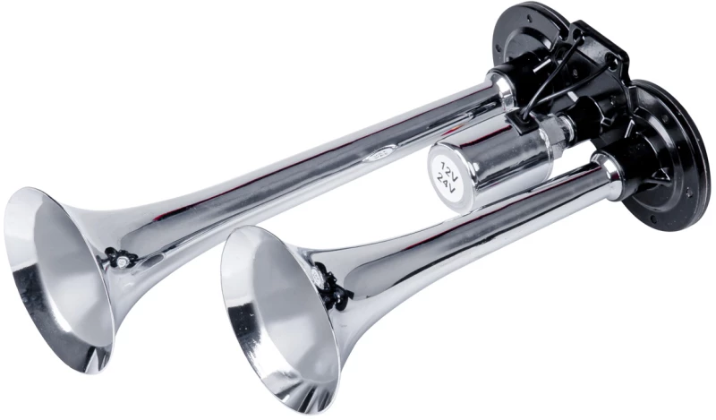 ΚΟΡΝΑ ΠΝΕΥΜΑΤΙΚΗ 12/24V 118db ΔΙΠΛΗ 2 ΤΟΝΩΝ ΧΡΩΜΙΟ ΑΜΙΟ - 1 ΤΕΜ.