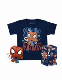 Funko Pocket Pop!  Tee (Child): Marvel - Gingerbread Spider-Man (Special Edition) Bobble-Head Vinyl Figure  T-Shirt (XL)