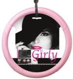 Κάλυμμα τιμονιού αυτοκινήτου girly δερματίνη ροζ με διάμετρο 37-39cm