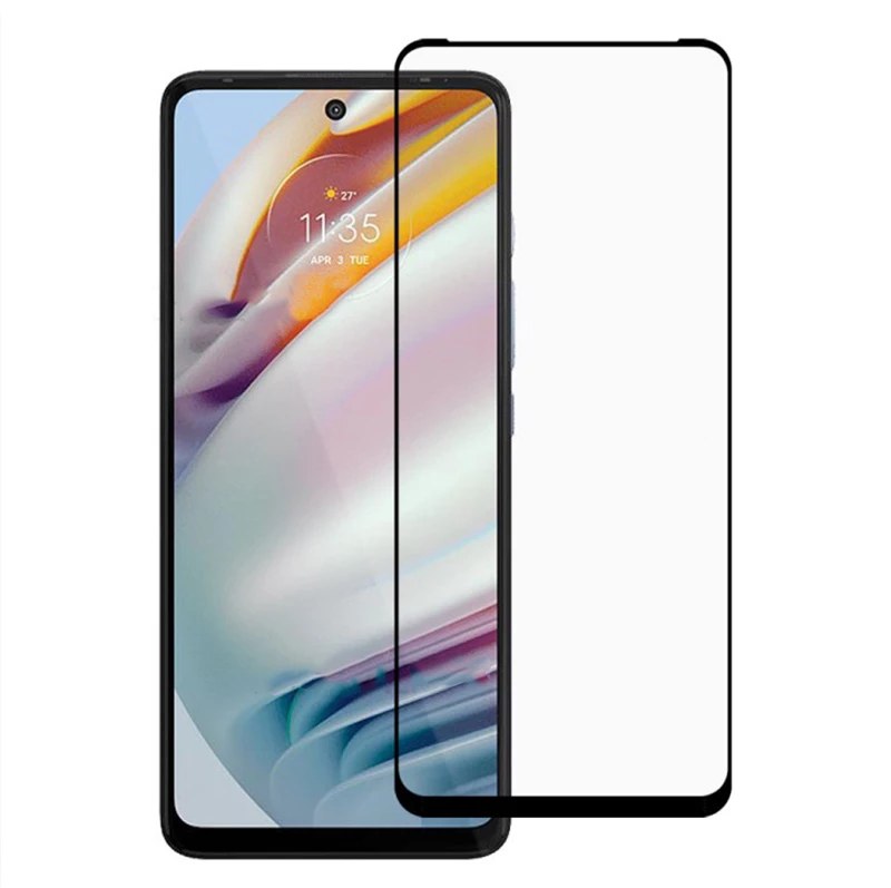 Full Screen Tempered Glass Black Frame for Motorola Moto G60 Black