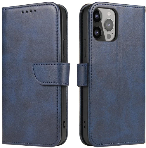 Magnet Case case for iPhone 14 Pro Max flip cover wallet stand blue