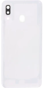 Battery Door + Battery Door Adhesive + Back Camera Lens and Bezel for Samsung Galaxy A30 White