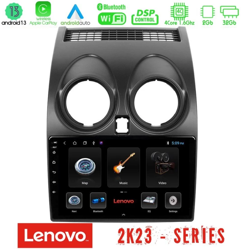 Lenovo Car Pad Nissan Qashqai J10 4Core Android 13 2+32GB Navigation Multimedia Tablet 9" U-LEN-NS0264