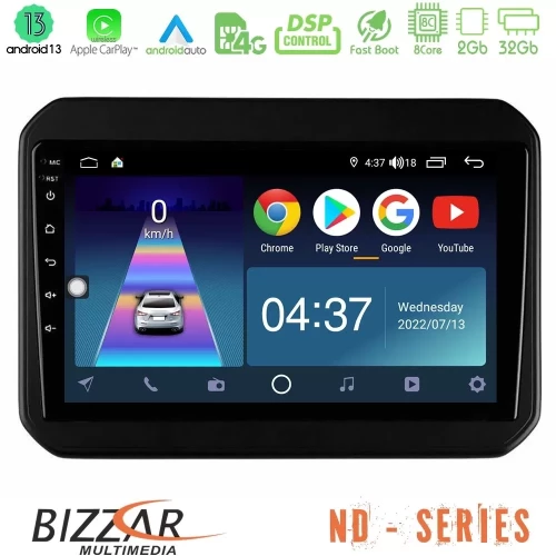 Bizzar ND Series 8Core Android13 2+32GB Suzuki Ignis Navigation Multimedia Tablet 9" U-ND-SZ580