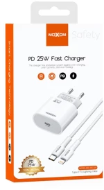 MOXOM Φορτιστής με Θύρα USB-C και Καλώδιο USB-C - Lightning 25W Λευκός