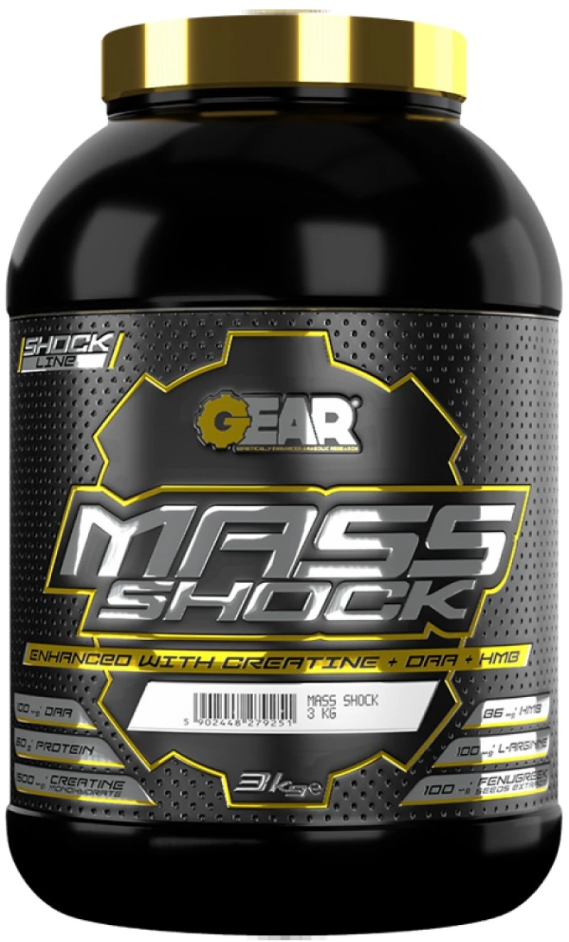 Gear Nutrition Mass Shock | Gainer with DAA, Creatine, Fenugreek [3000 Γραμμάρια] Βανίλια