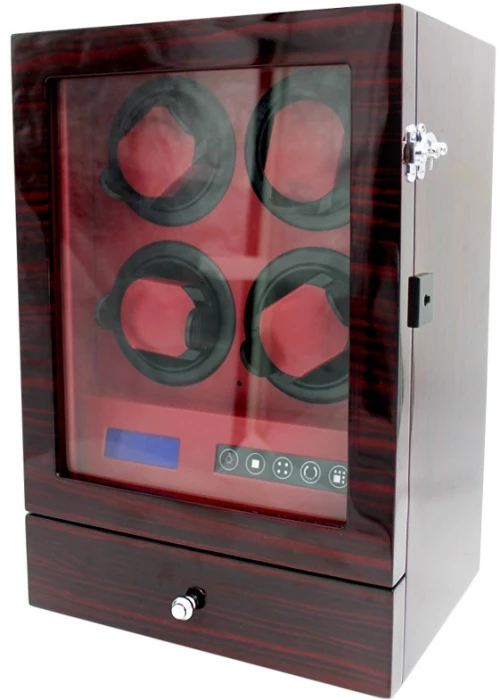 S2204ER WATCH WINDER ΚΟΥΡΔΙΣΤΗΡΙ ΩΡΟΛΟΓΙΩΝ 4 ΘΕΣΕΩΝ ΚΑΦΕ ΜΕ KOKKINO ΕΣΩΤΕΡΙΚΟ