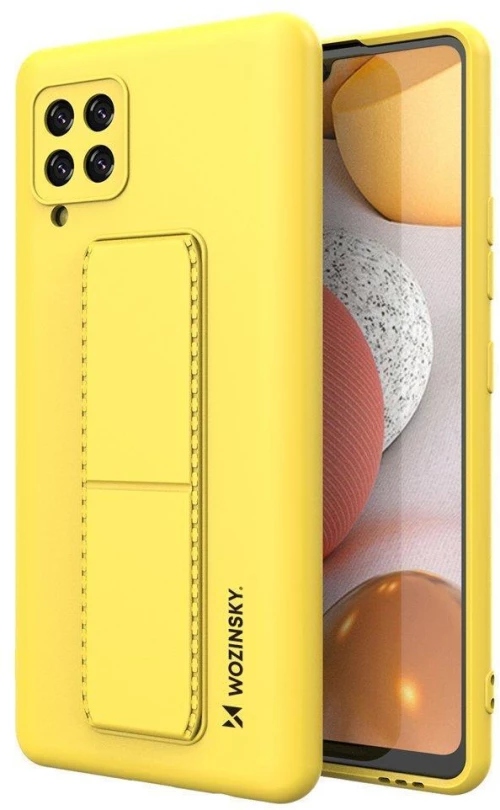 Wozinsky Kickstand Case Silicone Stand Cover for Samsung Galaxy A42 5G Yellow