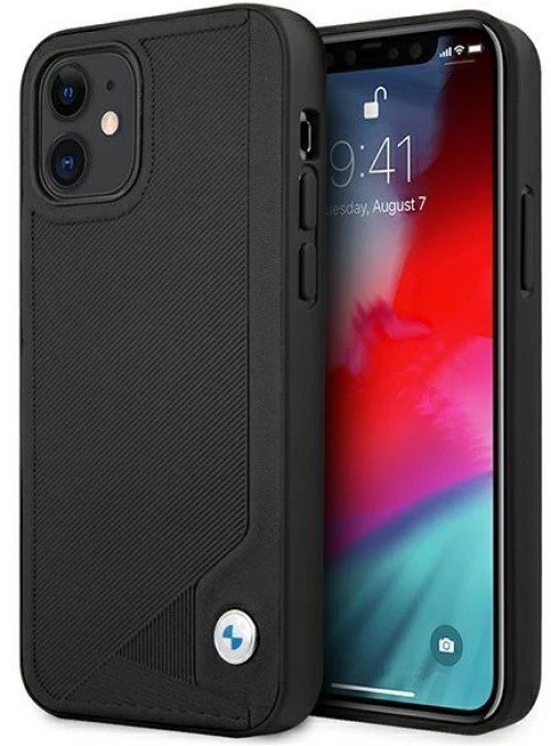Case BMW BMHCP12SRCDPK iPhone 12 mini 5,4 black / black hardcase Leather Deboss