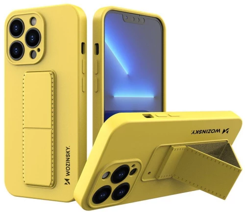 Wozinsky Kickstand Case silicone cover for iPhone 13 Pro yellow