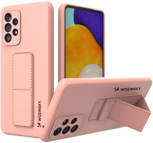 Wozinsky Kickstand Case Silicone Stand Cover for Samsung Galaxy A73 Pink