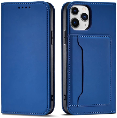 Magnet Card Case for iPhone 12 cover card wallet card stand blue