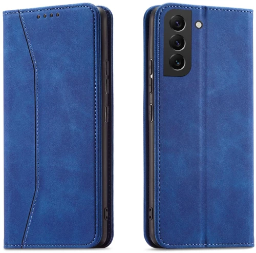 Magnet Fancy Case Case for Samsung Galaxy S22 + (S22 Plus) Pouch Wallet Card Holder Blue