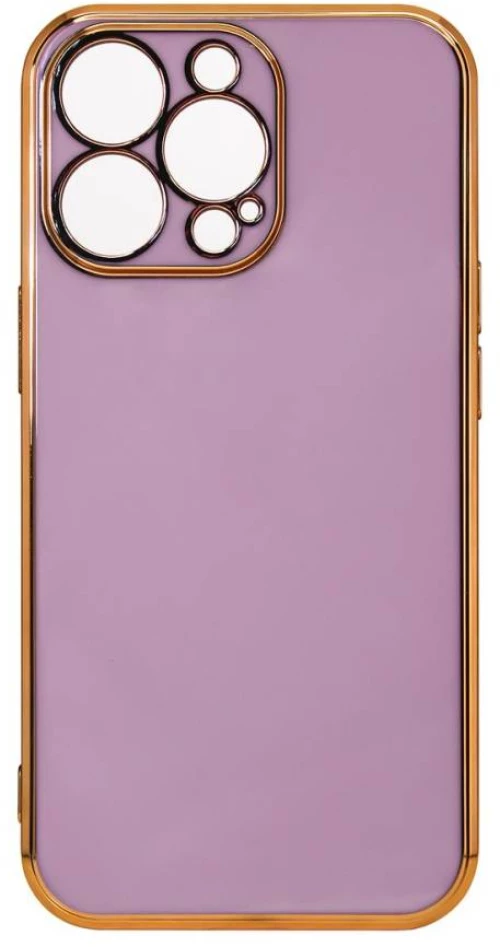 Lighting Color Case for Samsung Galaxy A73 5G Gold Frame Gel Cover Purple