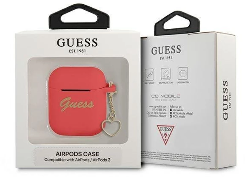 Guess GUA2LSCHSR AirPods cover red / red Silicone Charm Heart Collection