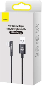 Baseus MVP 2 Elbow-shaped Fast Charging Data Cable USB to iP 2.4A 2m Black